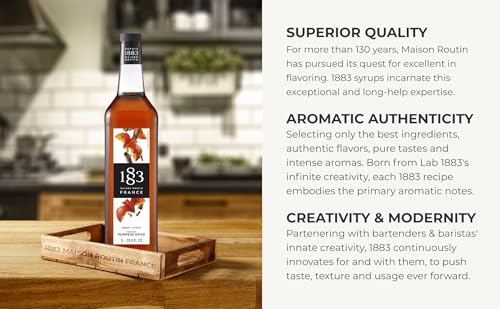 1883 Pumpkin Spice Syrup for Coffee and Drinks – Made in France – 1 Liter Plastic Bottle