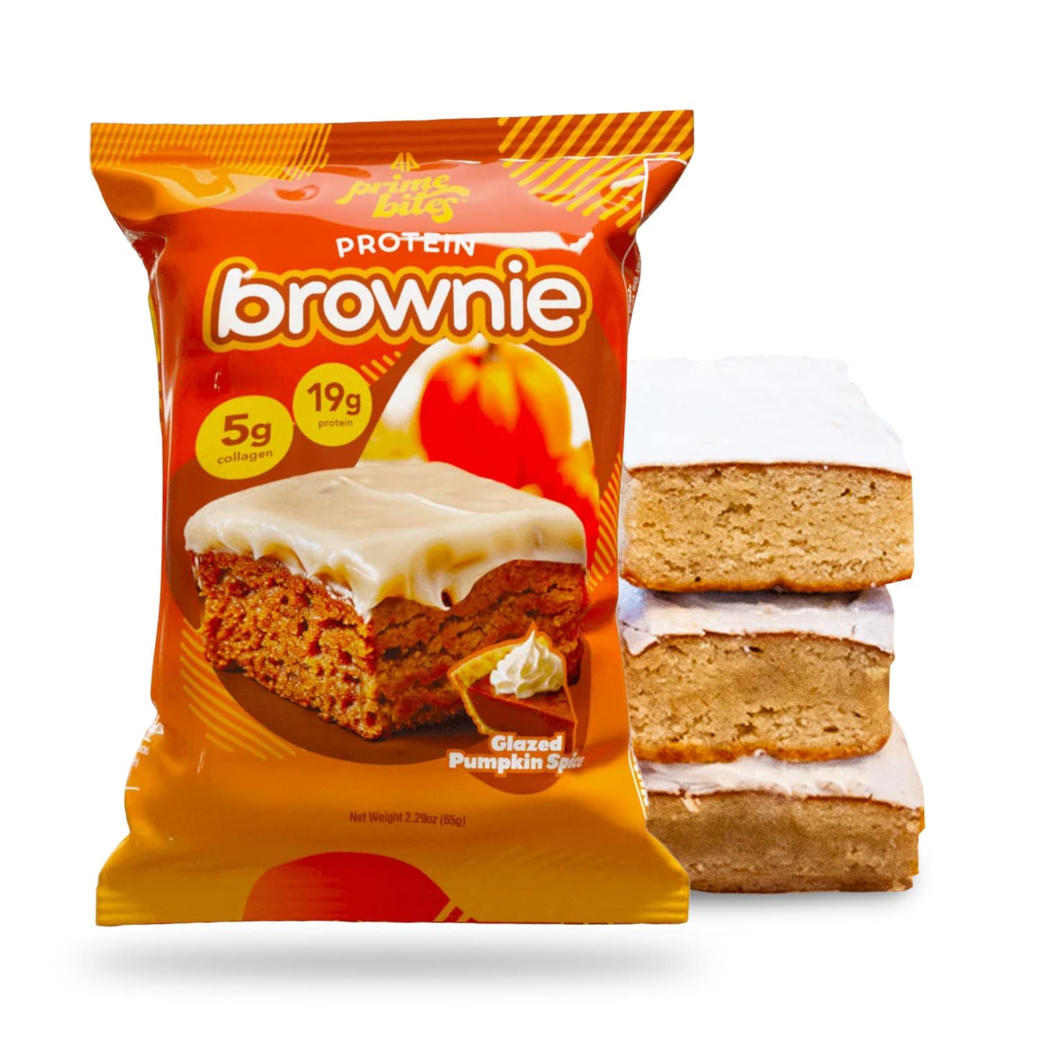 Prime Bites Protein Brownie from Alpha Prime Supplements | High Protein, Collagen Fortified Low Sugar Treat | Delicious Snack | 12 Bars per Box