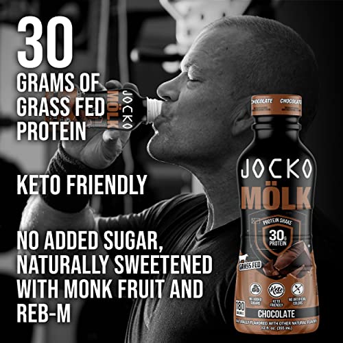 Jocko Mölk Protein Shakes – Protein Drinks, KETO Friendly, No Added Sugar, 30g Grass Fed Protein - Ready to Drink, 12 FL Oz, 12pk, Liquid