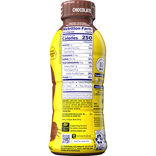 Nestle Nesquik Low Fat 1% Milk, Chocolate, 14 Ounce (Pack of 12)