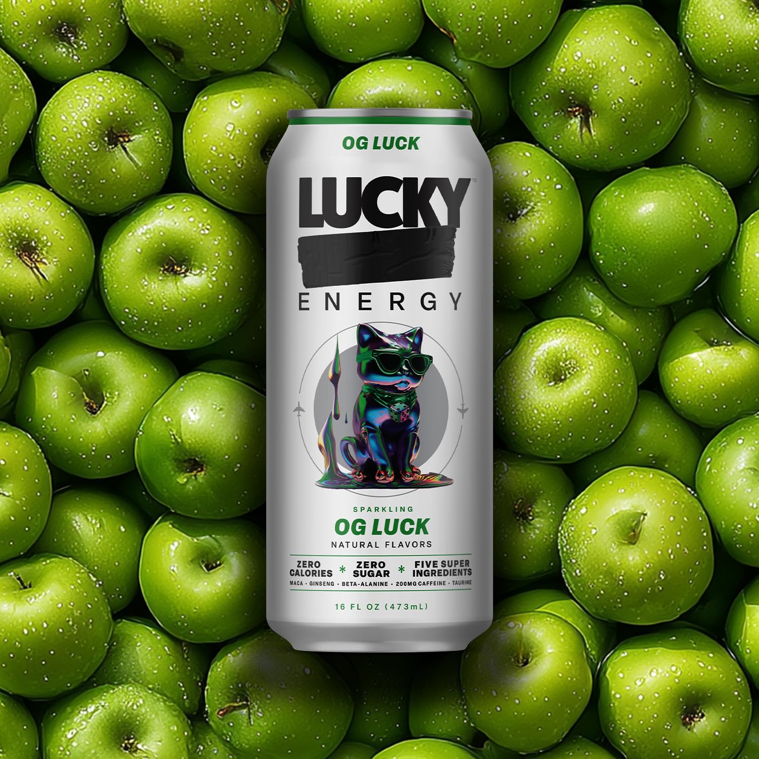 Lucky Energy Sugar Free Energy Drinks 19.2 Fl Oz Cans, Assorted Flavors, Zero Aftertaste, With Maca, Ginseng, Taurine, Beta-Alanine, 200mg Caffeine