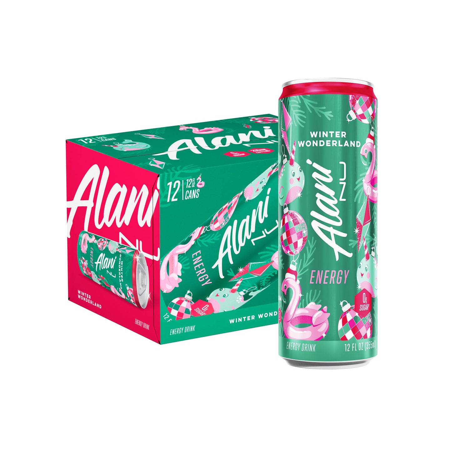 Alani Nu WINTER WONDERLAND Sugar Free, Low Calorie Energy Drinks | 200mg Caffeine | Biotin B Vitamins | Zero Sugar | 10 Calories | 12 Fl Oz Cans |12 Pack