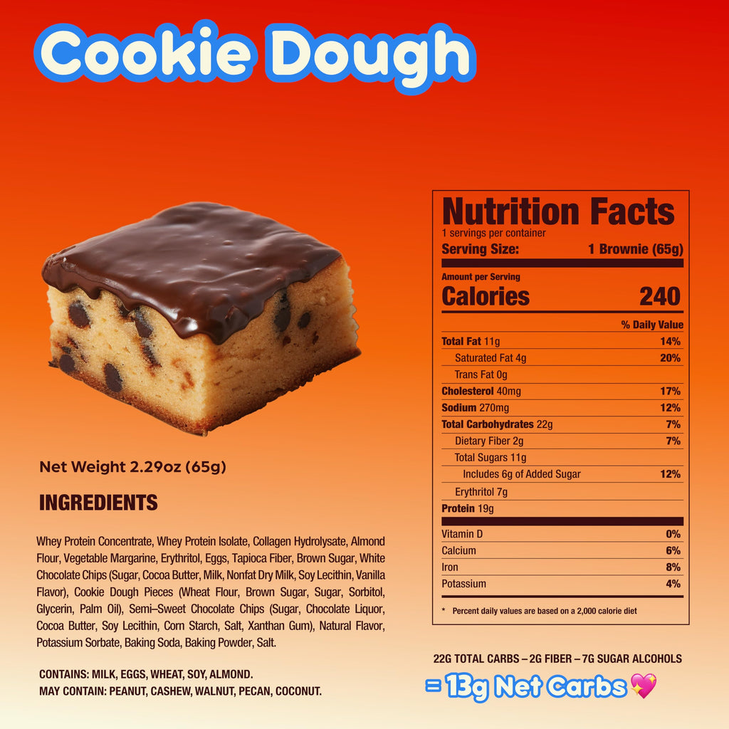 Prime Bites Protein Brownie from Alpha Prime Supplements | High Protein, Collagen Fortified Low Sugar Treat | Delicious Snack | 12 Bars per Box