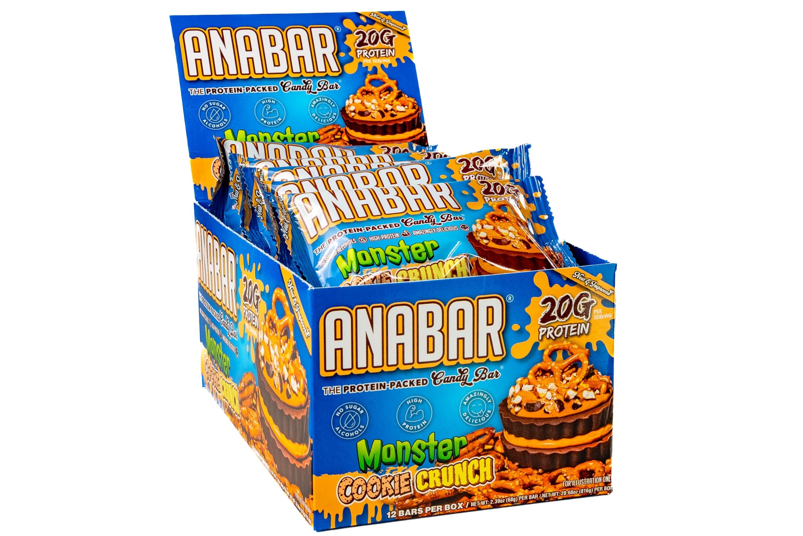 Anabar Protein Bar, 12 Bars, Milk Chocolate Monster Cookie Crunch
