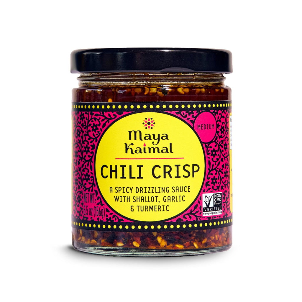 Maya Kaimal Chili Crisp, Medium Heat - Indian Tarka-Style Oil with Fried Garlic, Shallots & Chili Flakes - Pan-Asian Condiment for Noodles, Rice, Eggs & More - 5.5 oz Jar
