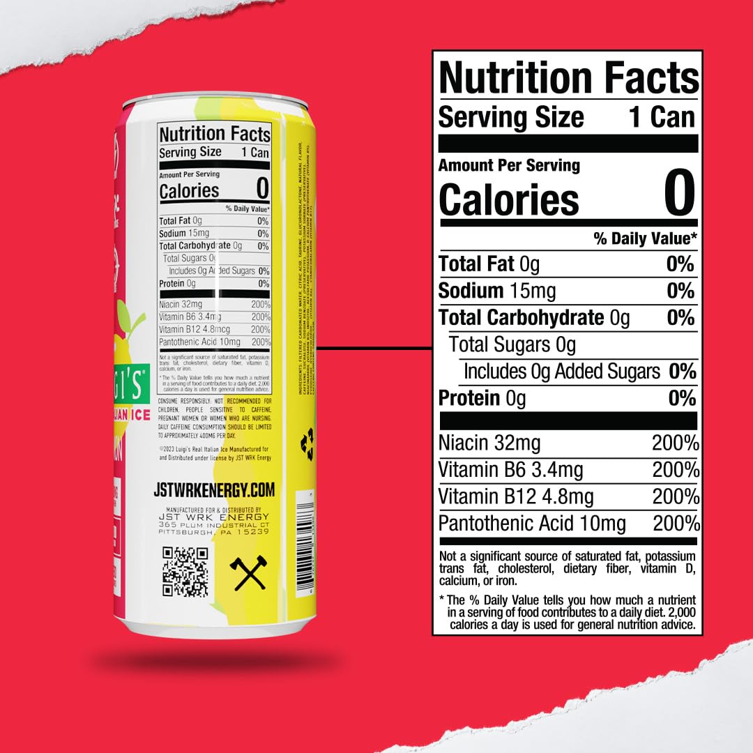 JST WRK Energy Drink - 12-Pack, Sugar-Free, Zero Calories, No Sugar Alcohols, 12 Fl Oz., 200 milligrams Caffeine