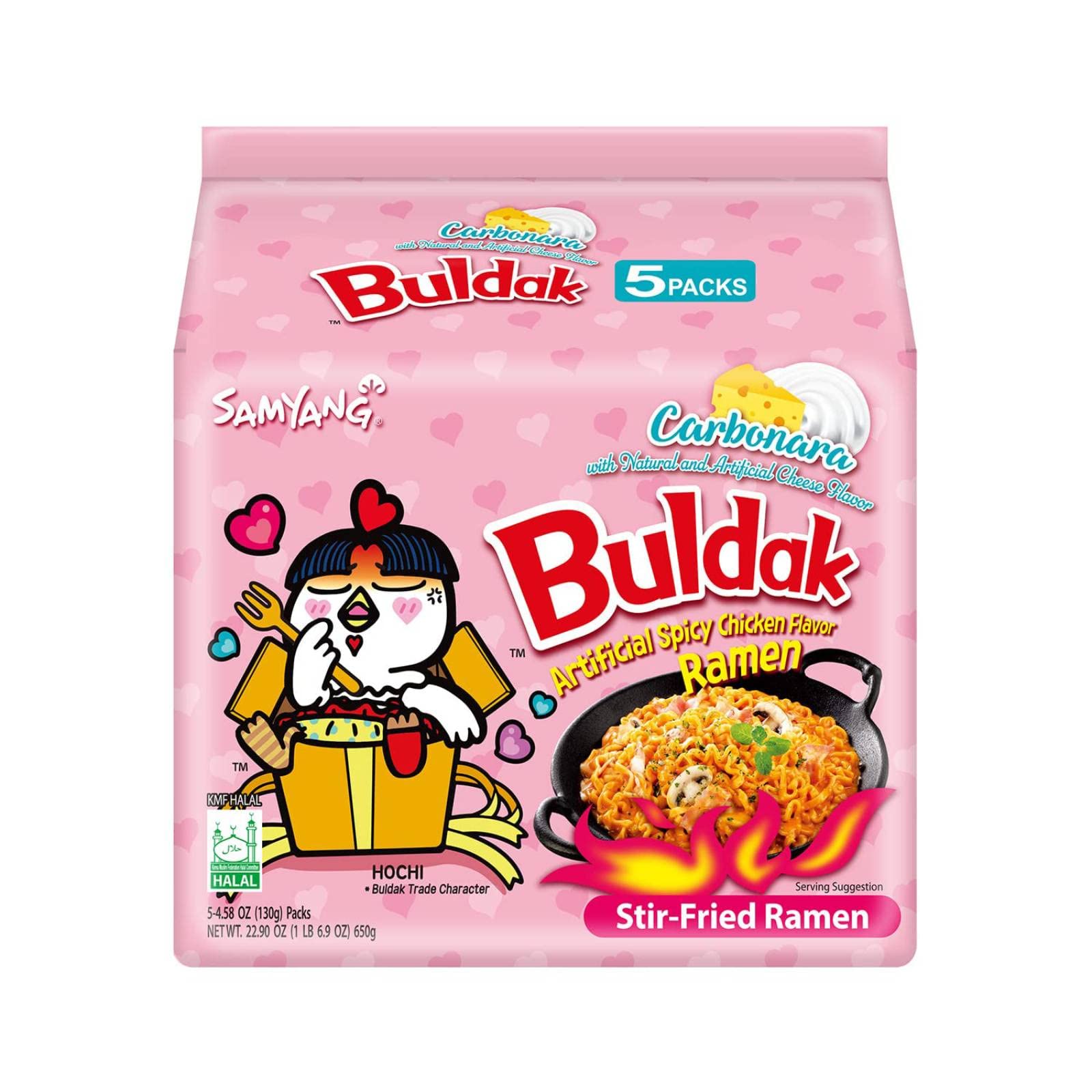 Samyang Buldak Spicy Ramen, Hot Chicken Ramen, Korean Stir-Fried Instant Noodle, Carbonara