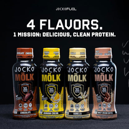 Jocko Mölk Protein Shakes – Protein Drinks, KETO Friendly, No Added Sugar, 30g Grass Fed Protein - Ready to Drink, 12 FL Oz, 12pk, Liquid