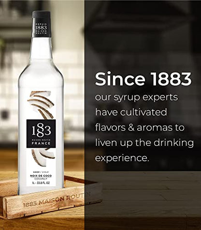 1883 Syrup - Flavored Syrup for Hot & Iced Beverages - Gluten-Free, Vegan, Non-GMO, Kosher, Preservative-Free, Made in France | Glass Bottle 1 Liter (33.8 Fl Oz)