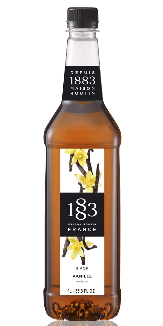 1883 Syrup - Flavored Syrup for Hot & Iced Beverages - Gluten-Free, Vegan, Non-GMO, Kosher, Preservative-Free, Made in France | Glass Bottle 1 Liter (33.8 Fl Oz)