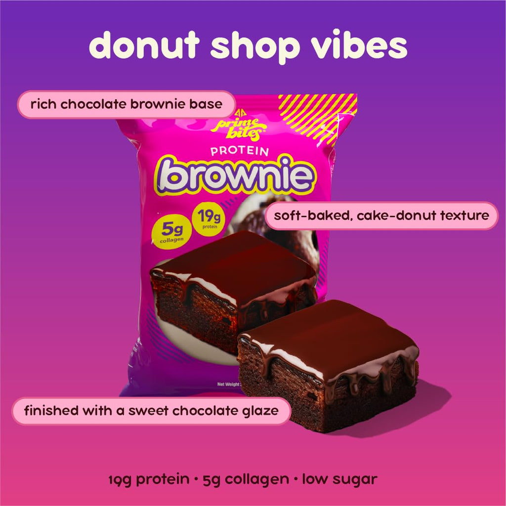 Prime Bites Protein Brownie from Alpha Prime Supplements | High Protein, Collagen Fortified Low Sugar Treat | Delicious Snack | 12 Bars per Box