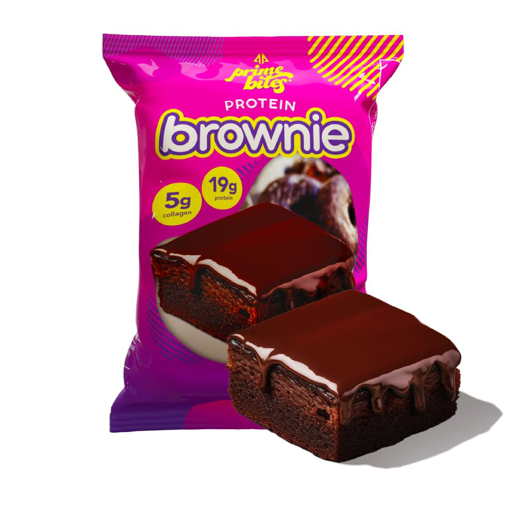 Prime Bites Protein Brownie from Alpha Prime Supplements | High Protein, Collagen Fortified Low Sugar Treat | Delicious Snack | 12 Bars per Box