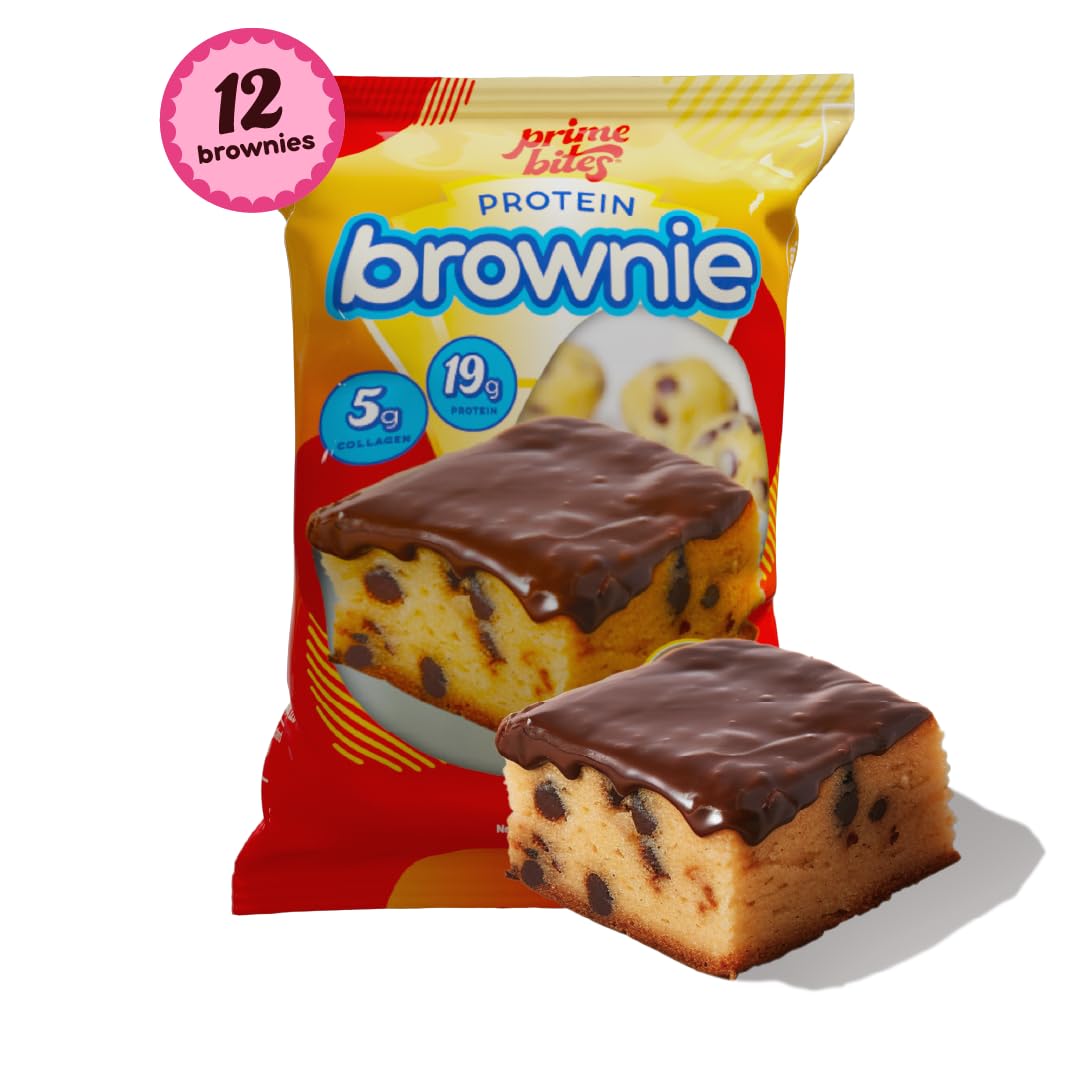 Prime Bites Protein Brownie from Alpha Prime Supplements | High Protein, Collagen Fortified Low Sugar Treat | Delicious Snack | 12 Bars per Box