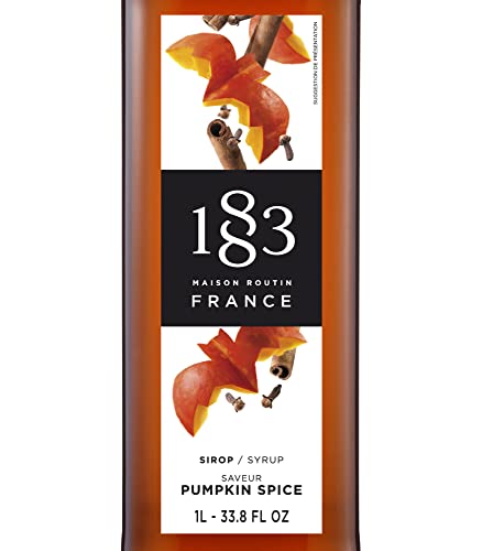 1883 Pumpkin Spice Syrup for Coffee and Drinks – Made in France – 1 Liter Plastic Bottle