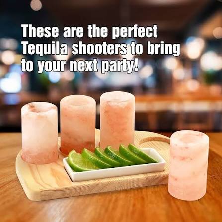 Saltean Himalayan Pink Rock Salt Shot Glasses, 4 ct
