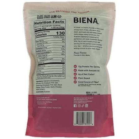 BIENA FOODS Himalayan Pink Salt Roasted Edamame, 4.75 OZ