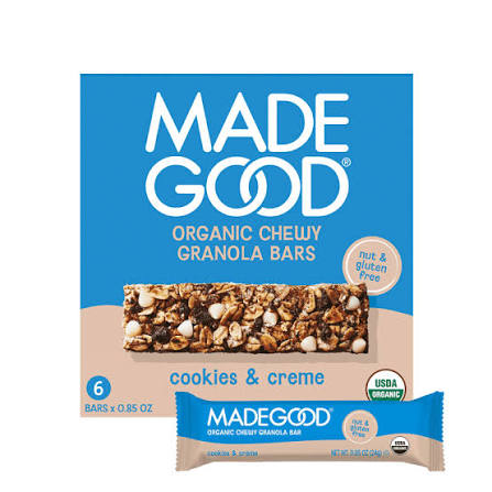 MadeGood Cookies & Crème Granola Bars — 6-Pack | Organic, Allergen-Friendly Snack