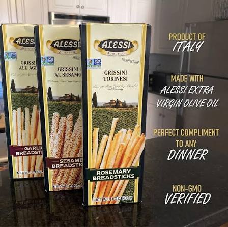 Alessi Thin Garlic Breadsticks, 4.4 Ounce (Pack Of 3)