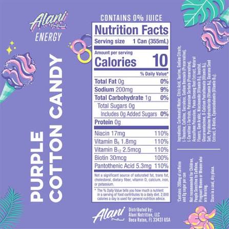 Alani Nu Energy Drink, Purple Cotton Candy, 12 fl. oz., 12 pk.