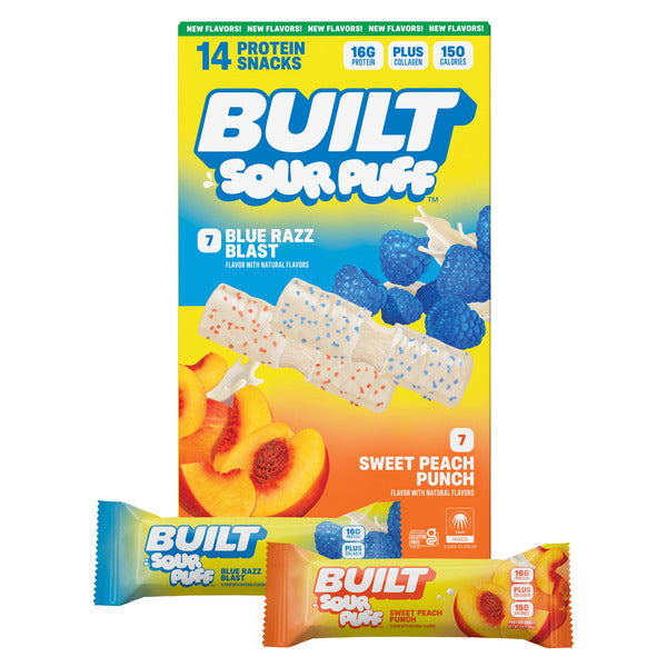 Built Sour Puff Protein Snacks — 14-Bar Variety Pack | High Protein, Bold Flavor