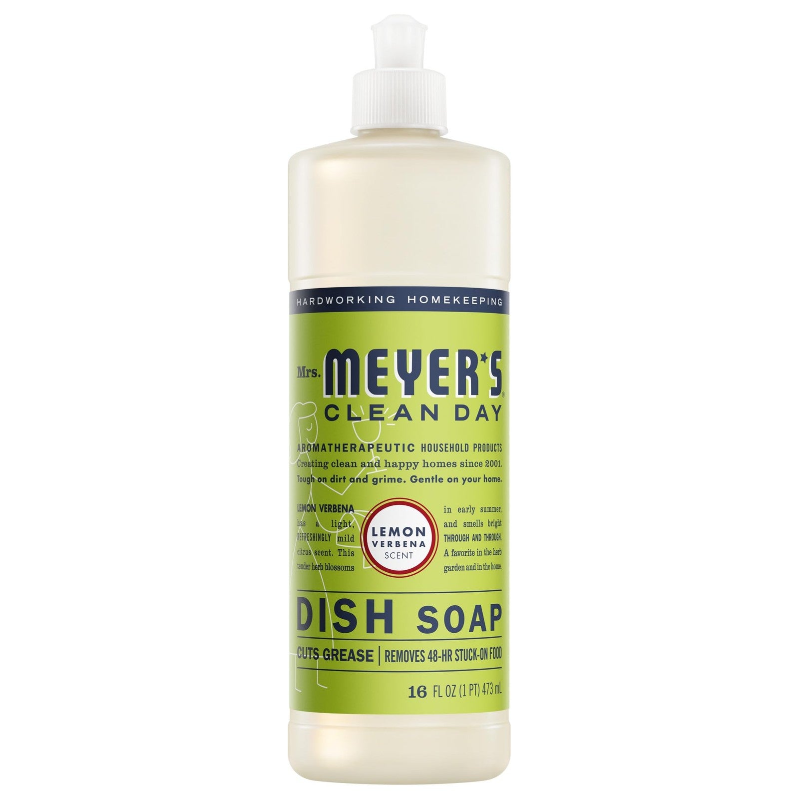 MRS. MEYER'S CLEAN DAY Liquid Dish Soap,Lemon Verbena, 16 fl. oz