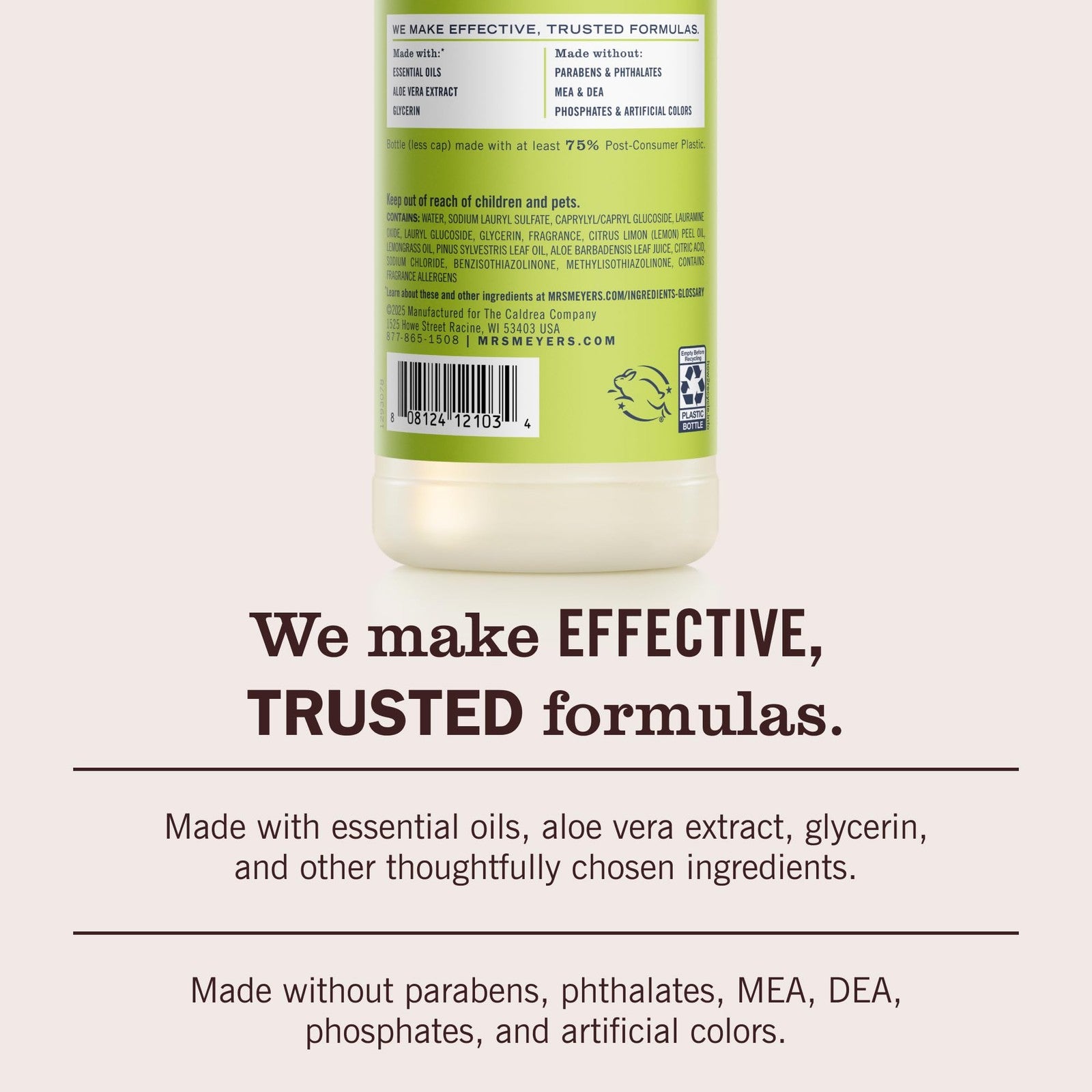 MRS. MEYER'S CLEAN DAY Liquid Dish Soap,Lemon Verbena, 16 fl. oz