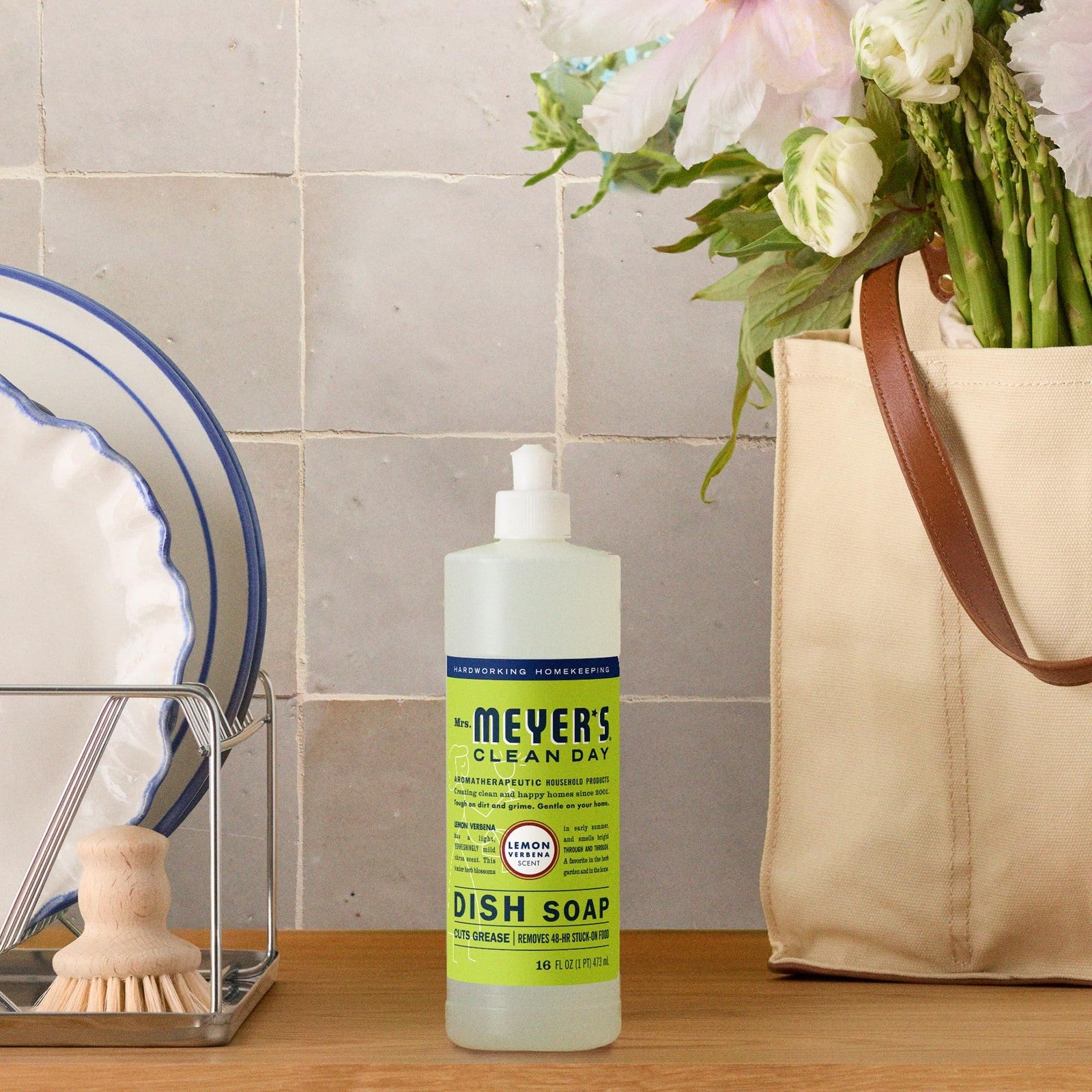 MRS. MEYER'S CLEAN DAY Liquid Dish Soap,Lemon Verbena, 16 fl. oz